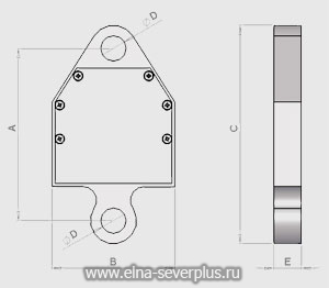 Схема габаритных размеров тензометрического датчика серии 